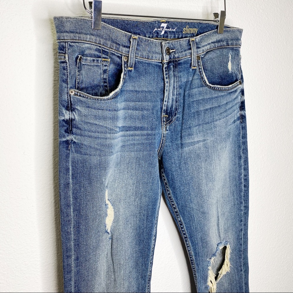 NWOT 7 For All Mankind Slimmy Distressed Jeans - Picture 2 of 5